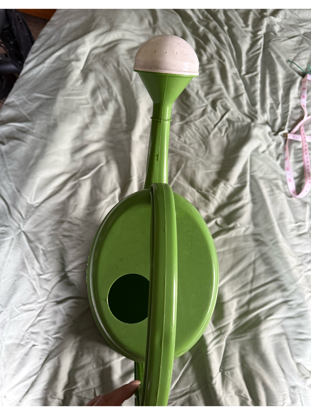 Green Plastic Watering Can with Measurement Markings - Picture 3 of 4